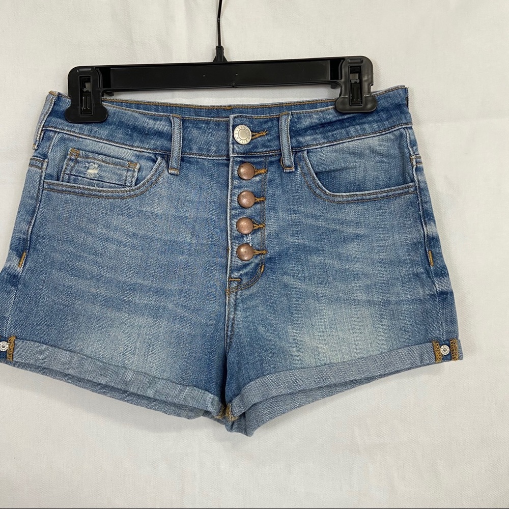 Kendall & Kylie High-Rise Button Up Denim Shorts